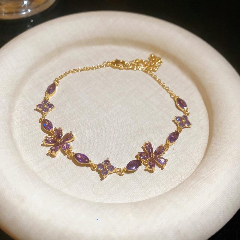 Golden Glow Floral Gemstone Bracelet - Elegant Daily & Party Hand Jewelry