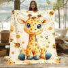 1pc Giraffe Print Lightweight Flannel Blanket - Soft & Warm, Digital Print with