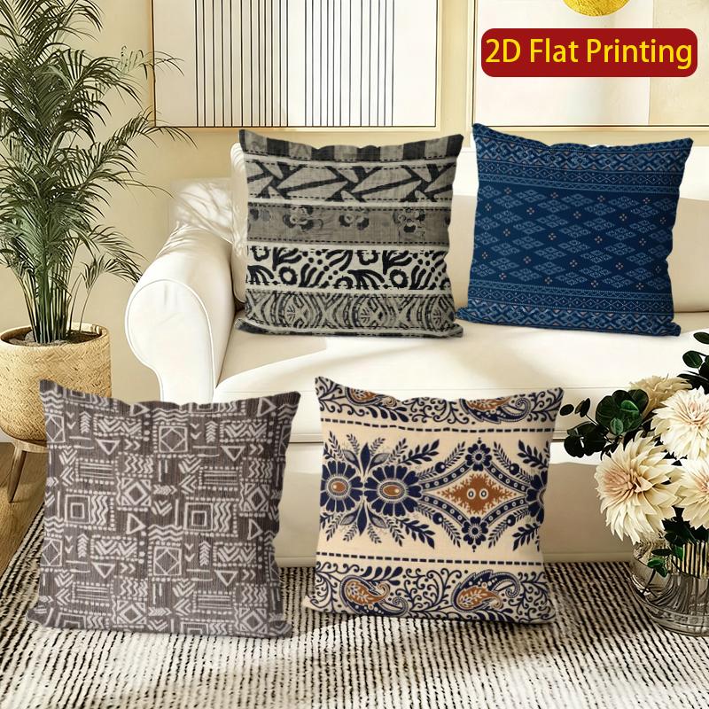 Bohemian Geometric Floral Print Throw Pillow Covers Pattern Cushion Cover Suitable For Sofa Bedroom Car Pillow Cover