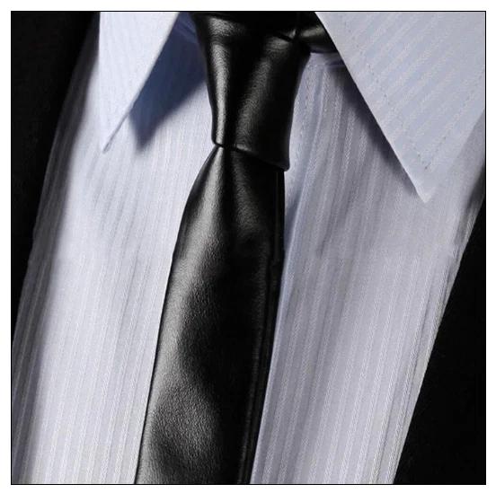 Wedding Partywear Men's Stylish Black Neck Tie Genuine Soft Leather Lambskin