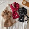 Diamond Plaid Wool Scarf Women's Winter Warm Long Knitted Two Color Versatile Scarf Student Korean Version Couple Style