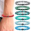 Bracelet perlé pour hommes femmes bracelet rétro en pierre naturelle perles rondes 8 mm bracelets extensibles perlés pour cadeaux d'anniversaire