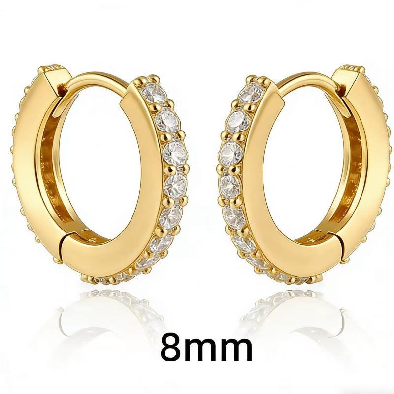 2Pcs/Pair Tarnish-Resistant Metal  Zirconia Hoop Earrings Gold Silver Color Huggie Cartilage Earring Piercing Jewelry