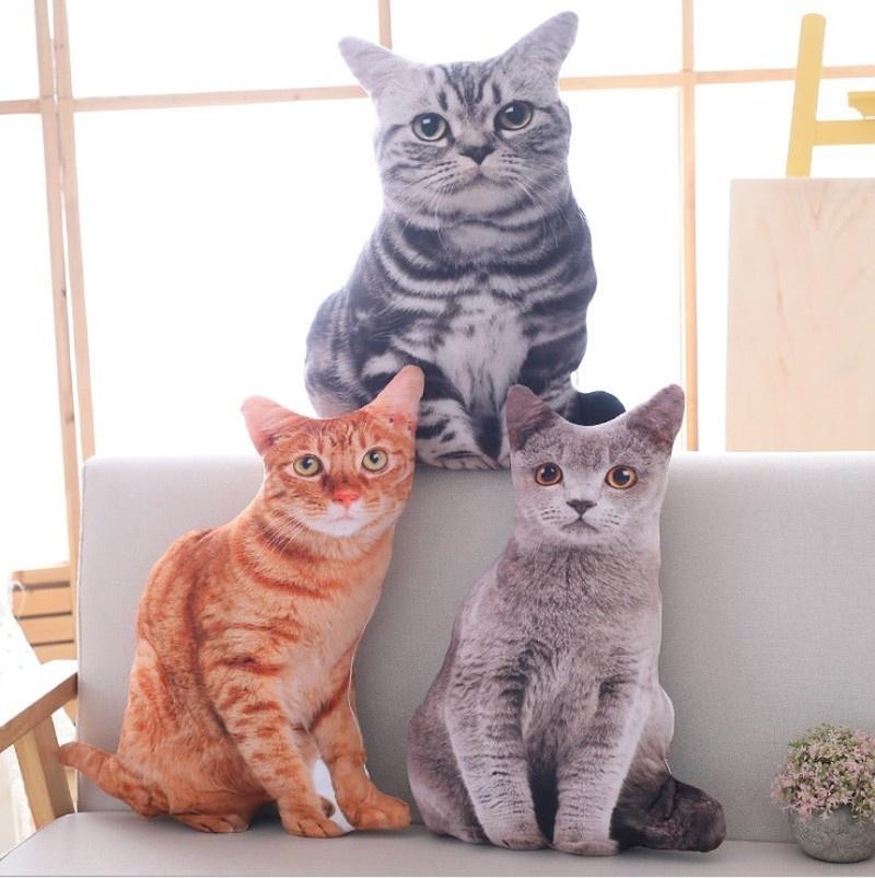 1PCS 50CM 3D Simulation Cats Pillow Cute Cat Washable Plush Stuffed Pillow Kids Toy Sofa Pillow