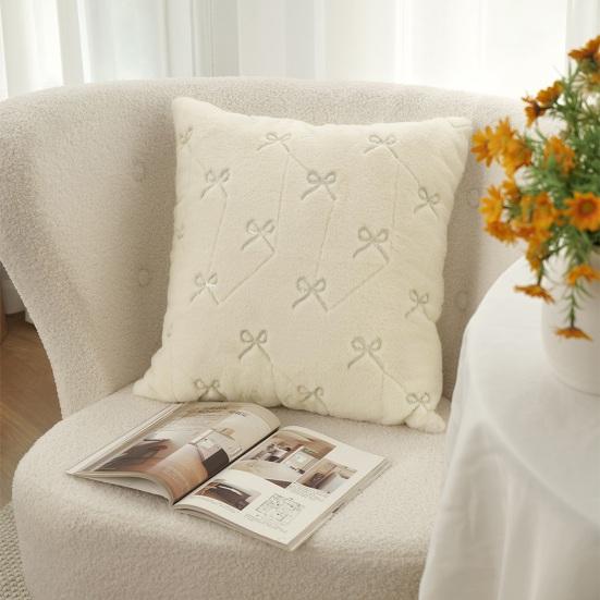 Throw Pillowcase Bowknot Pattern Hidden Zipper Wrinkle Resistant Pillow Cover Bedroom Living Room Sofa Home Decor