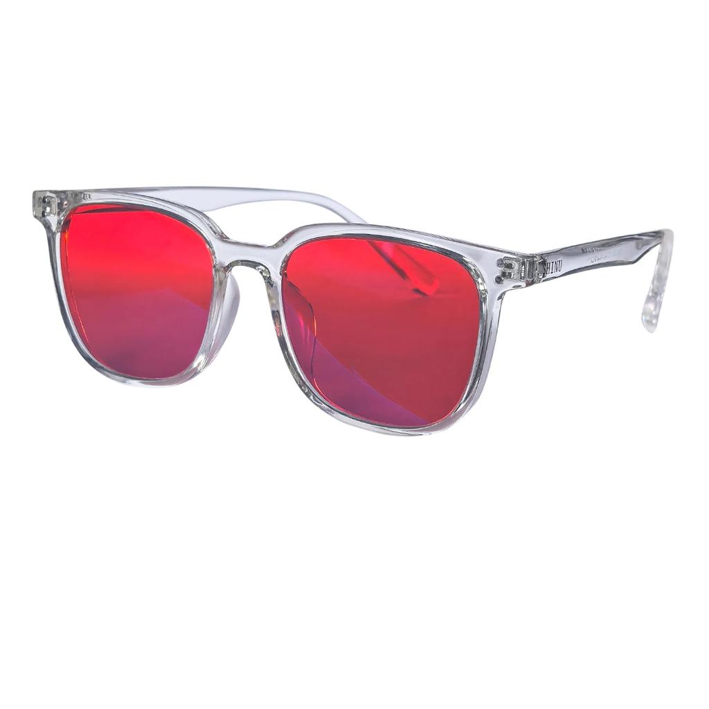 Lunettes SHINU à Verres Rouges Bloquant la Lumière Bleue pour un Meilleur Sommeil Anti-Fatigue Lunettes d'Ordinateur Monture en TR90 Style Y2k
