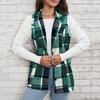 Damen Weste Mantel Herbst Frühling Karomuster Umlegekragen Ärmellos Button Down Warm Mittellang Retro Weste Alltagsjacke