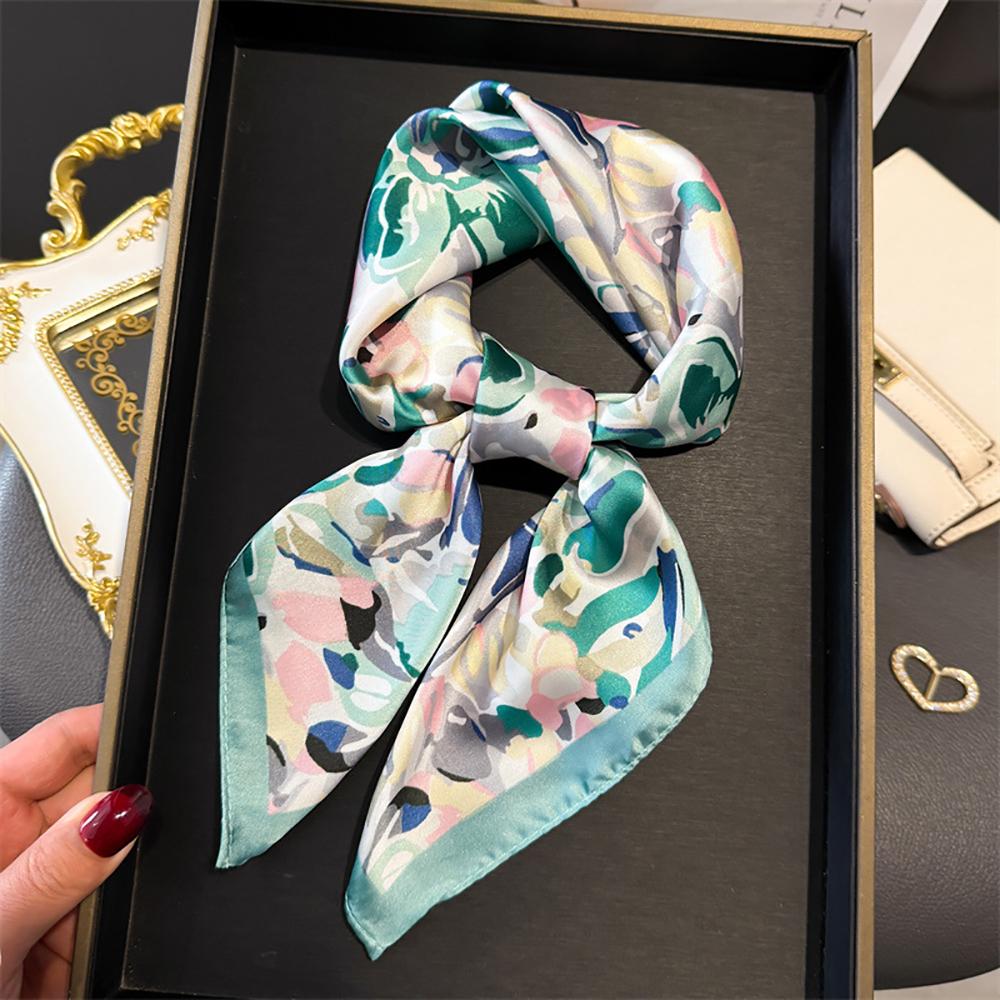 New Printed Square Scarves Women's Satin Scarf Spring and Summer Floral Bandana Small Neckties Hairbands Bags Foulard Shawl for Daily Use