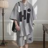 Large Waffle Sports Suit for Boys: Summer Hong Kong Style Loose Fit, Short-Sleeved & Shorts