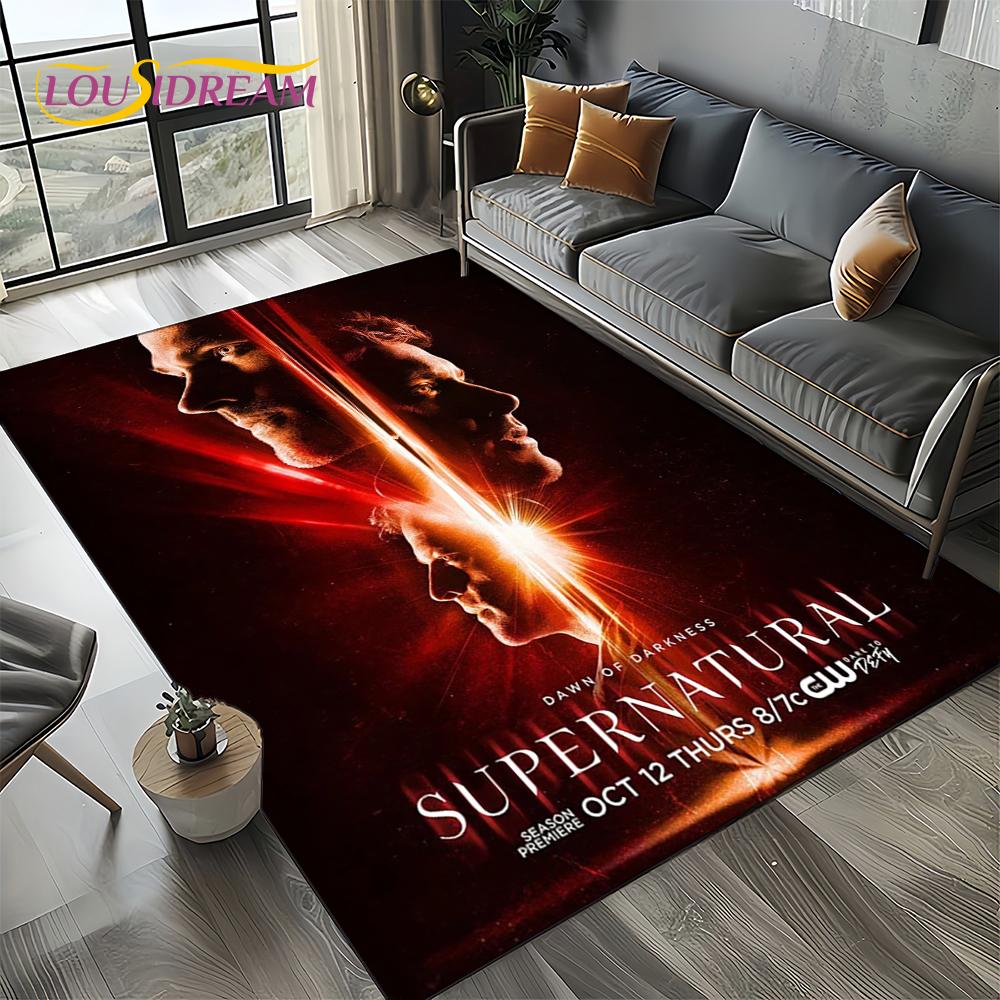 שטיח 3D SPN Supernatural Sign דין סם לסלון חדר שינה בית קישוט ספה, שטיח אזור משחקים לילדים משטח רצפה מונע החלקה