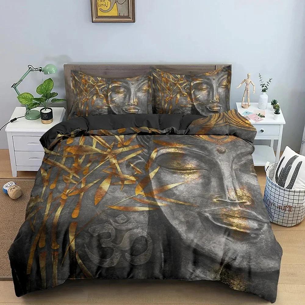 Buddha Bedding Set 3D Bodhisattva Duvet Cover Set Single Double Queen Size Home Textile Gifts for Buddhist