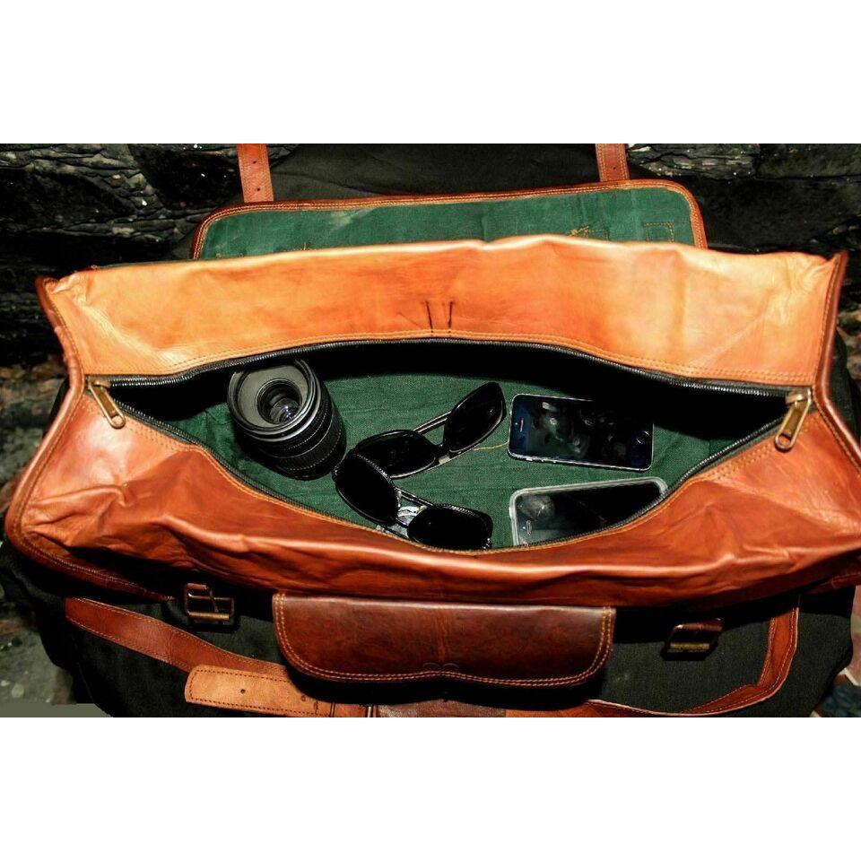 Reisetasche aus Ziegenleder für Herren und Damen, handgefertigte Vintage-Gepäcktasche