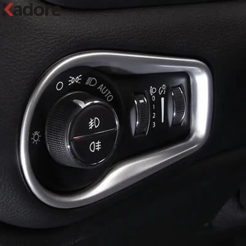 For Jeep Renegade 2014- Matte Car Interior Head Light Lamp Switch Control Button Panel Cover Trim Accessories