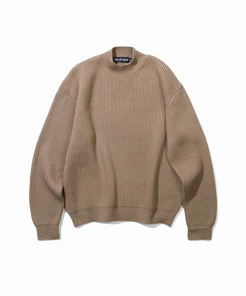 TRIP LE SENS Basic Mock Neck Over Knit (Man)_Brown