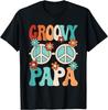 Groovy Papa Hippie Peace Sign Retro 70s Graphic Tee Men Short Sleeve Casual T-Shirt
