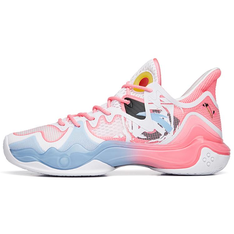 ANTA Shock Wave 4 Basketball Shoes Men's Low top Blue/Pink 112231106-14