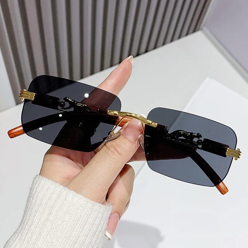 Geometric Rimless Square Sunglasses Women Men Designer Brand Cool Metal Mirror UV Protection Fashion Sun Glasses
