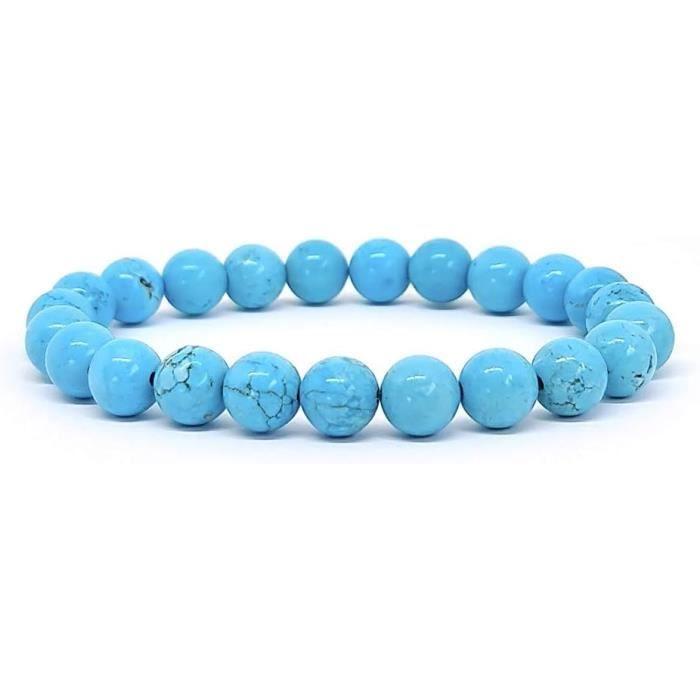 Bracelet - Naturel - Turquoise - 8mm - Mixte - Bleu