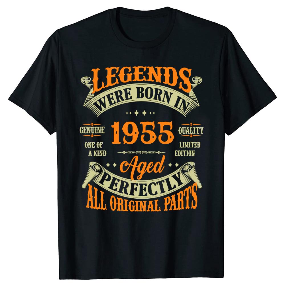 Vintage 1955 69 År Gammal T-shirt Män Bomulls-T-shirt T-shirt Camiseta Nyhet Rolig Street Bomull Män Topp T-shirts Design