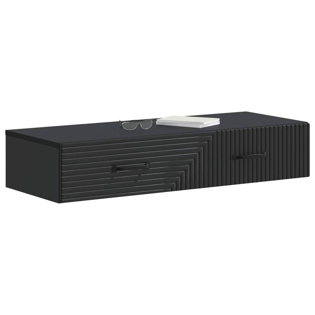 Wall Mounted Side Table Black 87.5 X 34.5 X 17 Cm