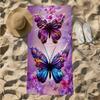 1pc Floral Butterflies In Dreamy Blossom Glow 2D Printed Microfiber Beach Towel, Quick Dry Super Absorbent. Great for Beach