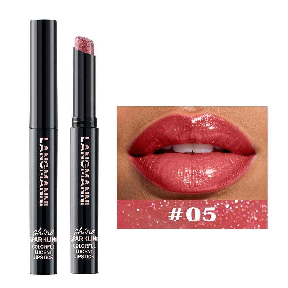 Zehn Farben Perlenlippenstift Drehbar Schräges Design Lippenstift Einzelset Feuchtigkeitsspendend Nude Sexy Lipgloss Matt Nebeloberseite Nicht haftend an der Tasse Samtig Lipgloss