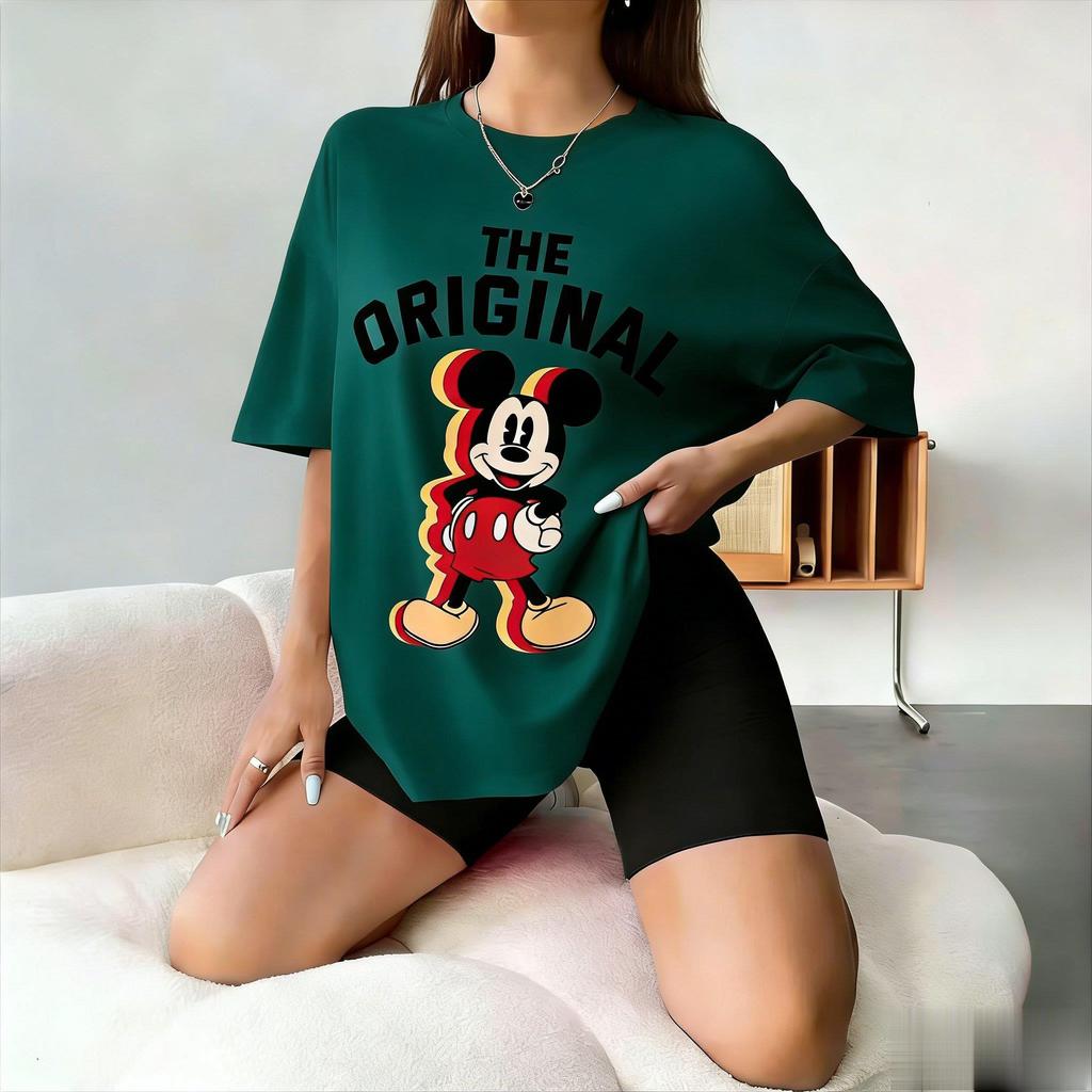 Disney Originální Vintage Tričko Dámské Pánské Oversized Bavlna Streetwear Vrcholy 2026 Letní Ležérní Tričko Micky Grafický Potisk Volný Y2k