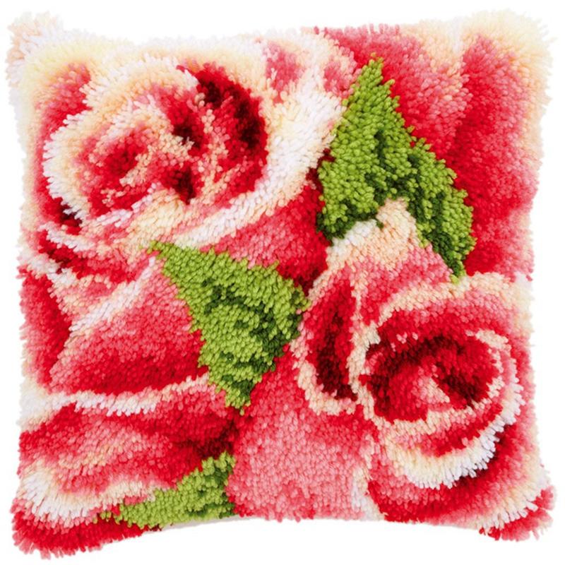Flowers And Plants Pillow Embroidery Latch Hook Kit Carpet Plant Latch Hook Rug Button Pad Smyrna Package Cross Knooppakket Kits