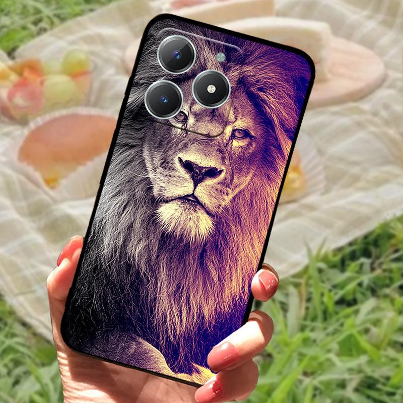 För Realme C61 4G Fodral Mode Tecknad Svart Silikon Mjuk TPU Baksida För Oppo Realme C63 Skyddande Fundas Coque Fodral