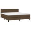 Box Spring Bed with Mattress Dark Brown 160x200 Cm Fabric