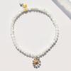 BONBEAU Combi Gänseblümchen Charm Perlmutt Perlen Armband Perlmutt Perlen Gold Silber 925 Charm Gänseblümchen Armband