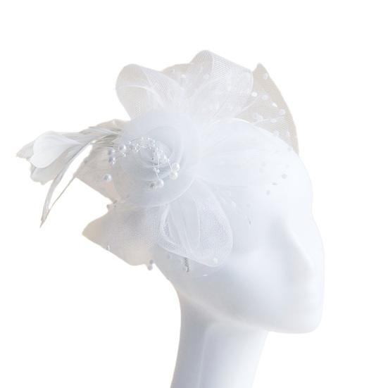 Girls Hair Hoop Elastic Design Feather Mesh Decor Headband Retro Style Bridal Floral Hairpin Flower Headdress