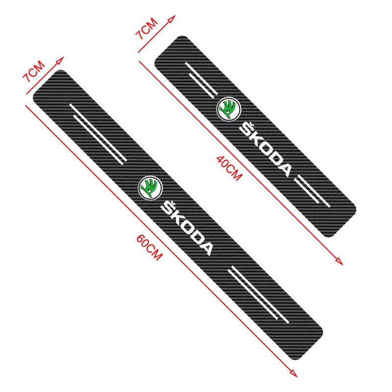 Car Door Plate Carbon Fiber Threshold Protector Sticker Decals For Skoda Octavia Rapid Kodiaq Karoq Superb Fabia Kamiq VisionS Fscx84