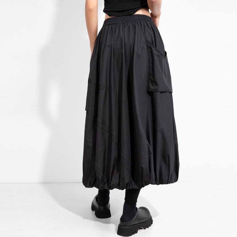 Cotton Plus Size High Waist Vintage Black Spring Autumn Casual Loose Long for Woman Skirts Womens Skirt
