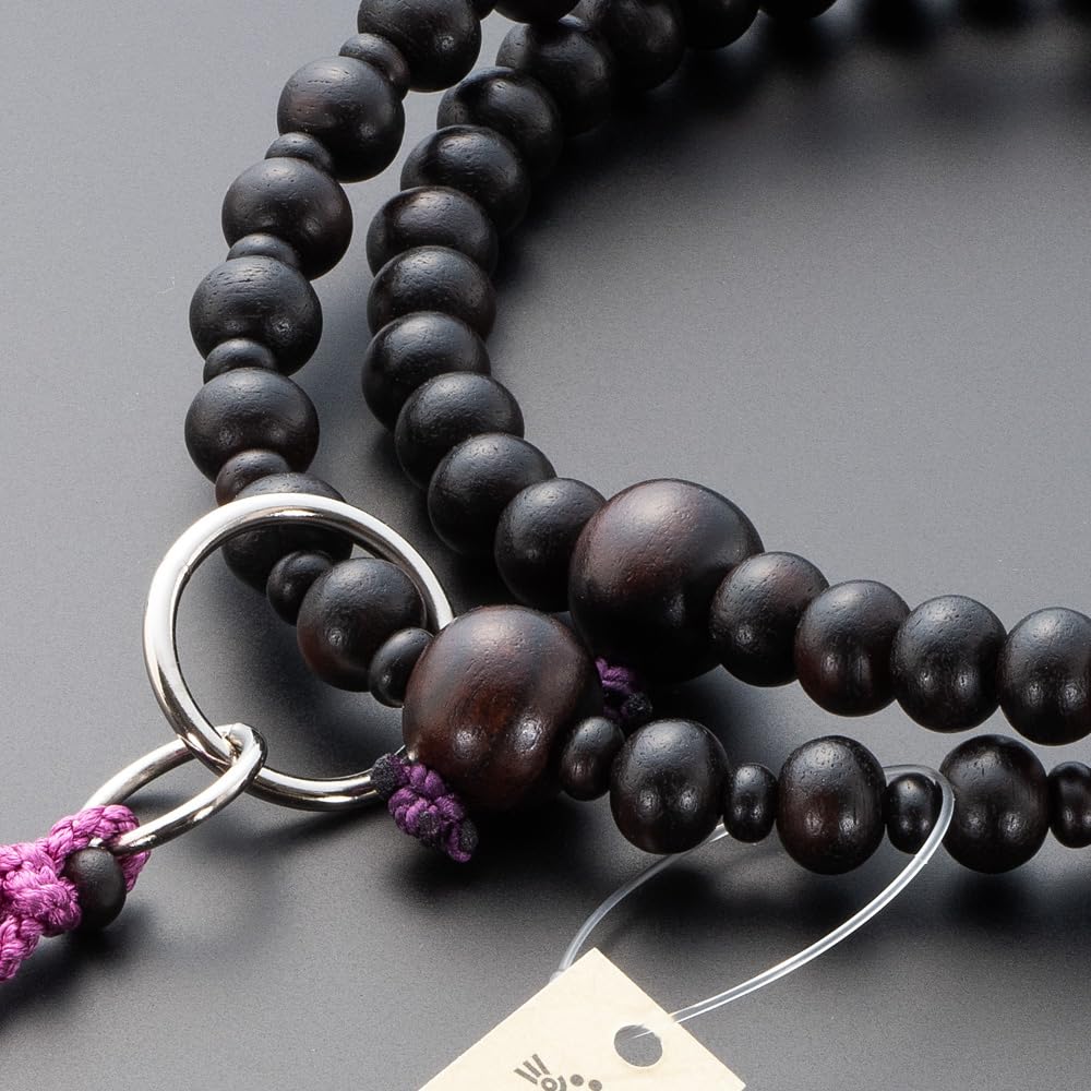 Altar Shop Takita Prayer Jodo sect authentic prayer for striped ebony 8 pure silk Hanabon beads bag Kyoto prayer double certificate included [Buddhist