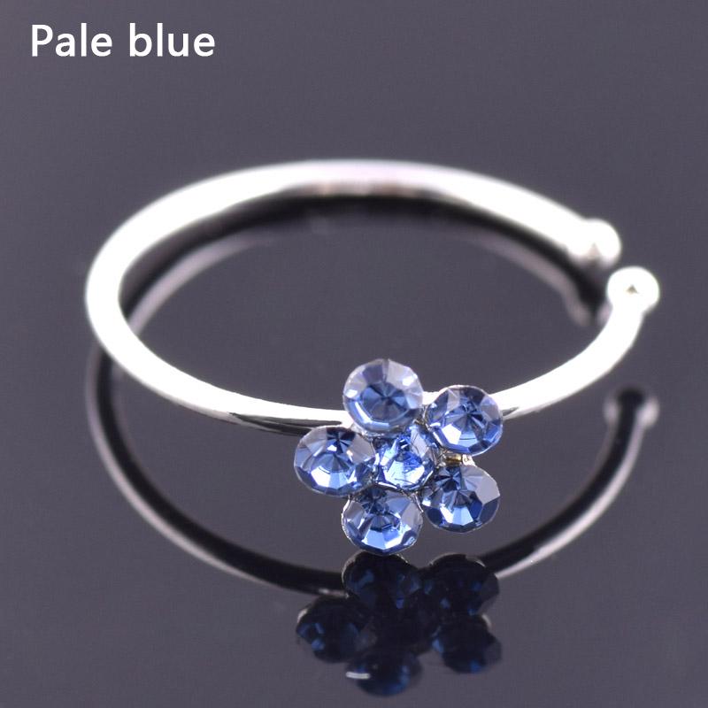 Rhinestone Flower Fake Hoop Nose Ring Punk Lip Clip Body Jewelry CLE