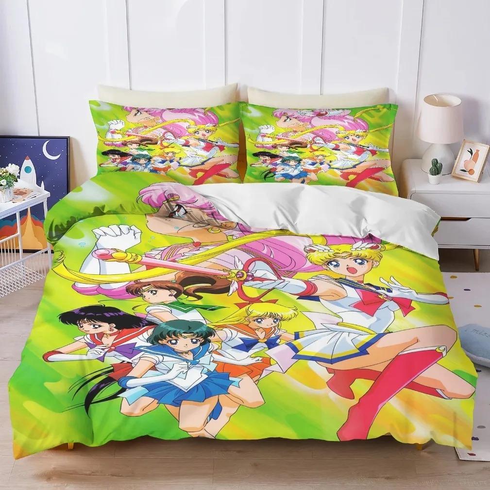 New Sailor Moon Bedding SetJapanese Anime Sailor Moon Bedding SetBeautiful Girl Quilt Cover Cute Printing Duvet Home