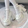 Platform High Heel Women Lolita Shoes Shallow Butterfly-knot Shoes Ladies Party Dress Cross Strap Pumps Shoes
