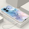 For Xiaomi 14T 13t Pro Poco X5 X6 Redmi Note 12 11 13 14 Pro 5G Colored Marble Painting With Lanyard Soft Tpu Cove