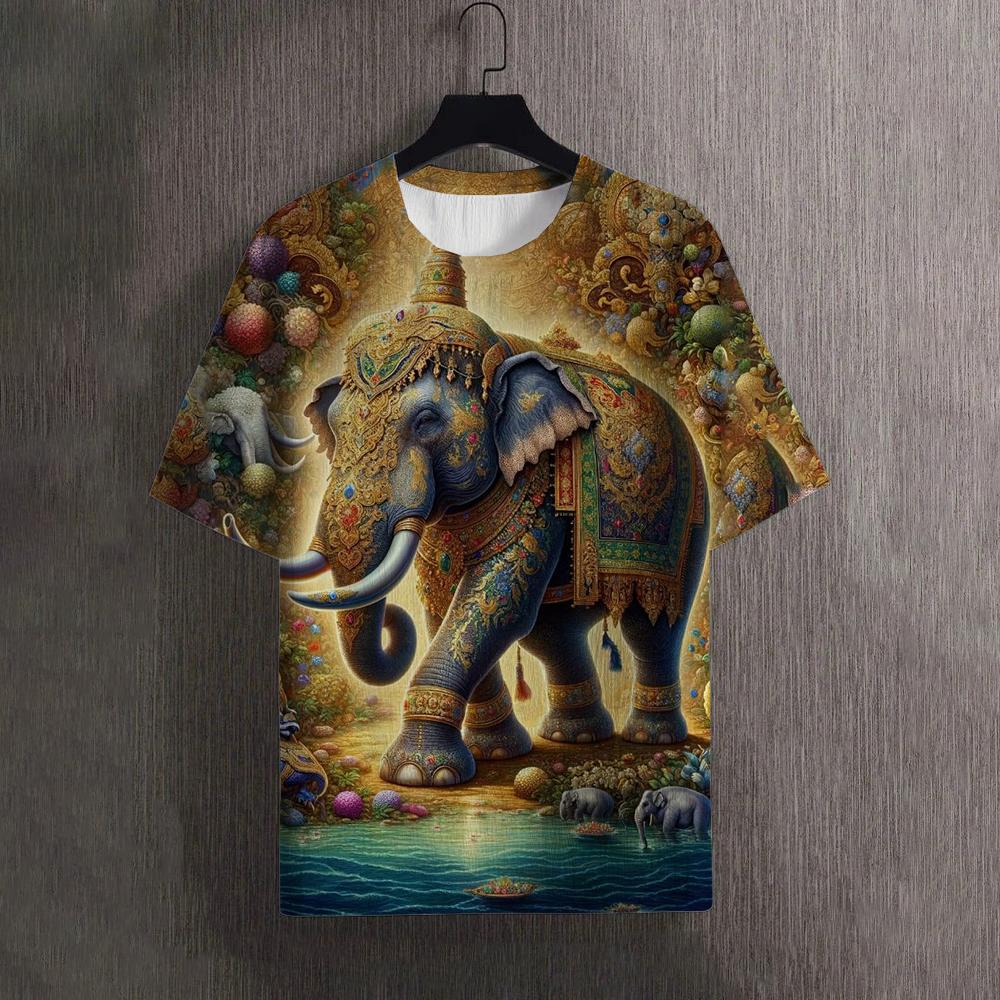 Men's T-Shirts Summer Animal Elephant Pattern 3D Print Tops Tees Women Streetwear Fashion Oversized T Shirt Men Clothing Tops