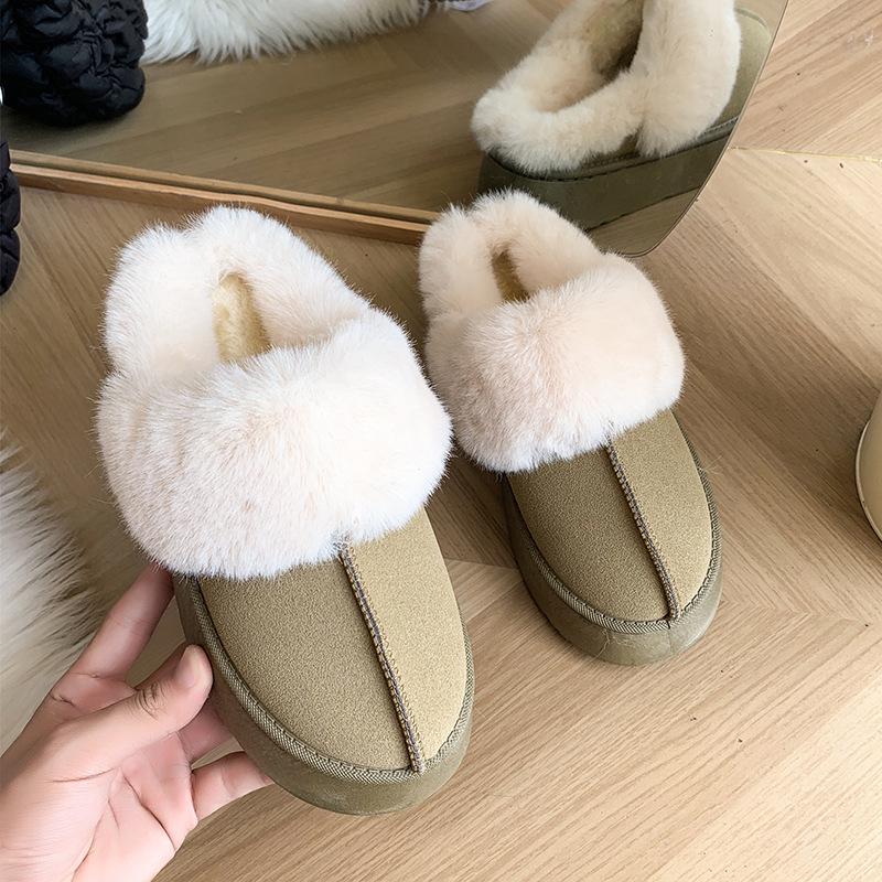 Women's Thick-Soled Furry Winter Slippers - Cozy Plush Cotton for Indoor/Outdoor Wear