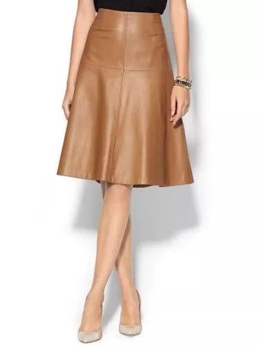 Jupe en cuir pour femme neuve faite à la main en véritable cuir d'agneau souple décontracté pour soirée formelle