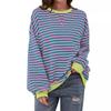 Oversized Sweatshirt for Women Spring  Crew Neck Striped Long Sleeve Shirts Hoodies Preppy Top Y2K Outfits Casual Round Neck Pullover T-Shirt