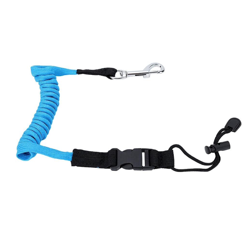 Kayak Peddel Leash Uittrekbaar Schokkoord Hengel Veiligheidskoord met Ti Legering Haak Schokabsorberend Touw Blauw