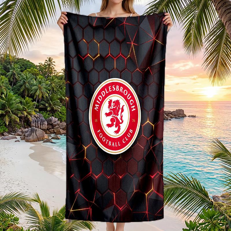 Middlesbrough FC Print Quick Dry Beach Towel Microfiber Absorbent Portable Travel Swimming Towel