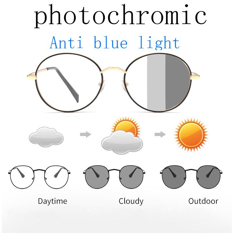 Lunettes de Soleil Vintage Mode Hommes Femmes Monture Métal Pochromiques Rétro Surdimensionnées Rondes Lunettes de Vue Lunettes pour Conduite Extérieure