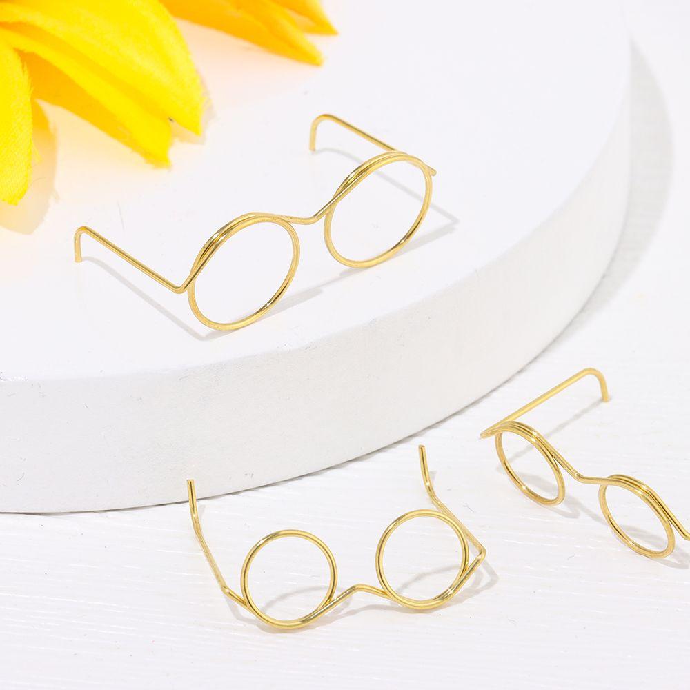 Fashion Retro Cute Gold Lensless Round Frame Doll Glasses