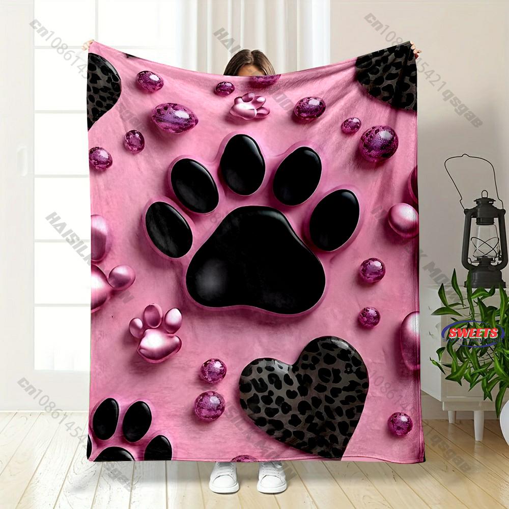 3D Cute Cat Paw Print Blanket, Soft Cozy Warm Giant Extra Large Blanket for Bed, Sofa, Couch, Travel, Camping, Wonderful Gifts