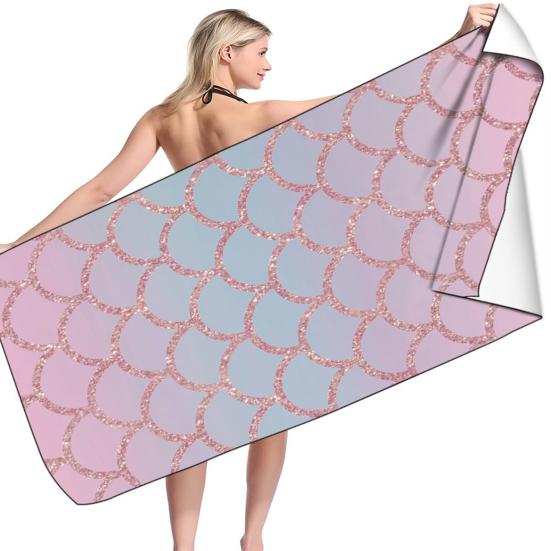 Felle kleuren zeemeerminpatroon Sterke waterabsorptie Strandlaken Zwemmen Sport Oversized baddeken Strandaccessoires