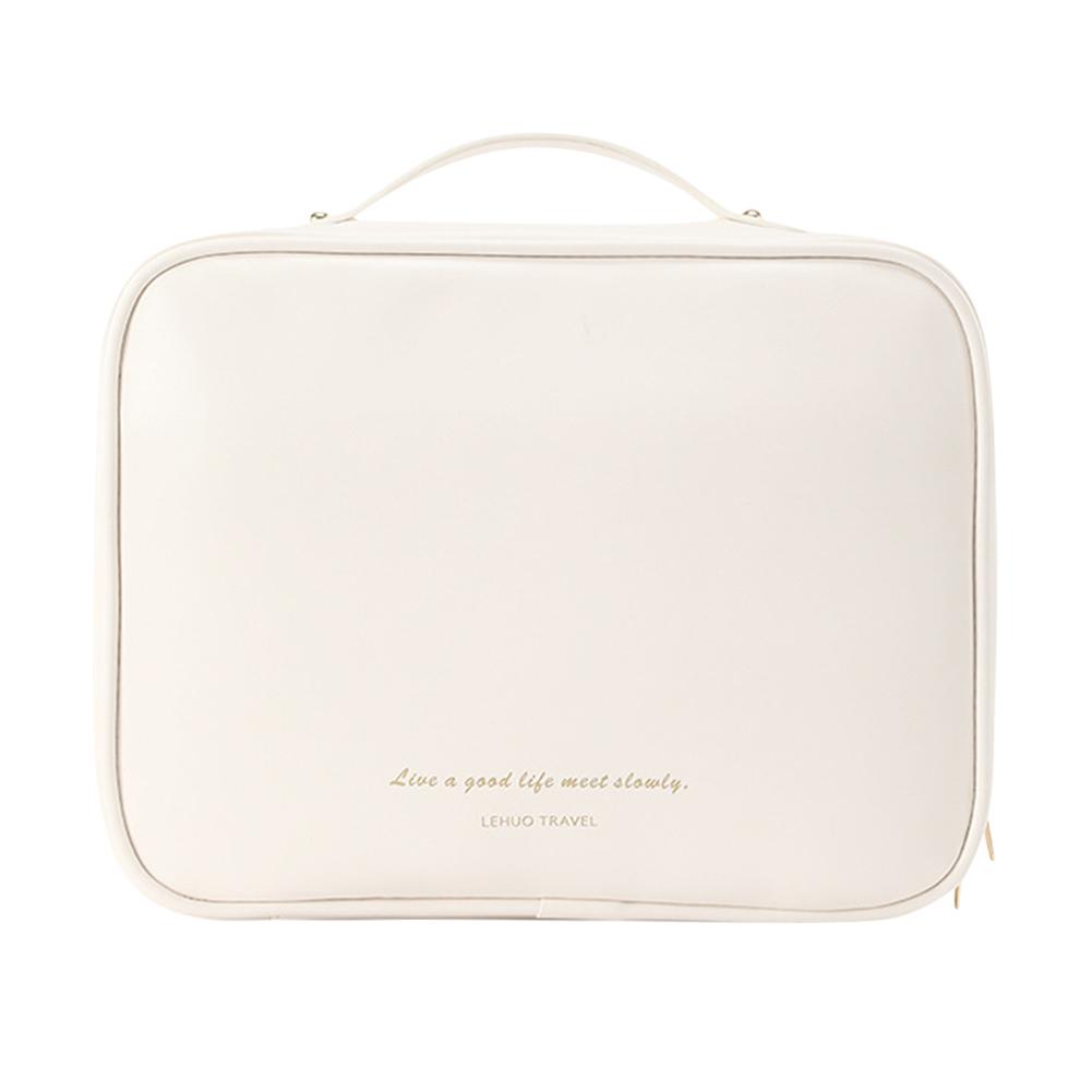 Multi-Compartment Travel Makeup Bag Portable PU Leather Large Wash Bag Large Capacity Make Up Storage Bag Outdoor Makeup Bag